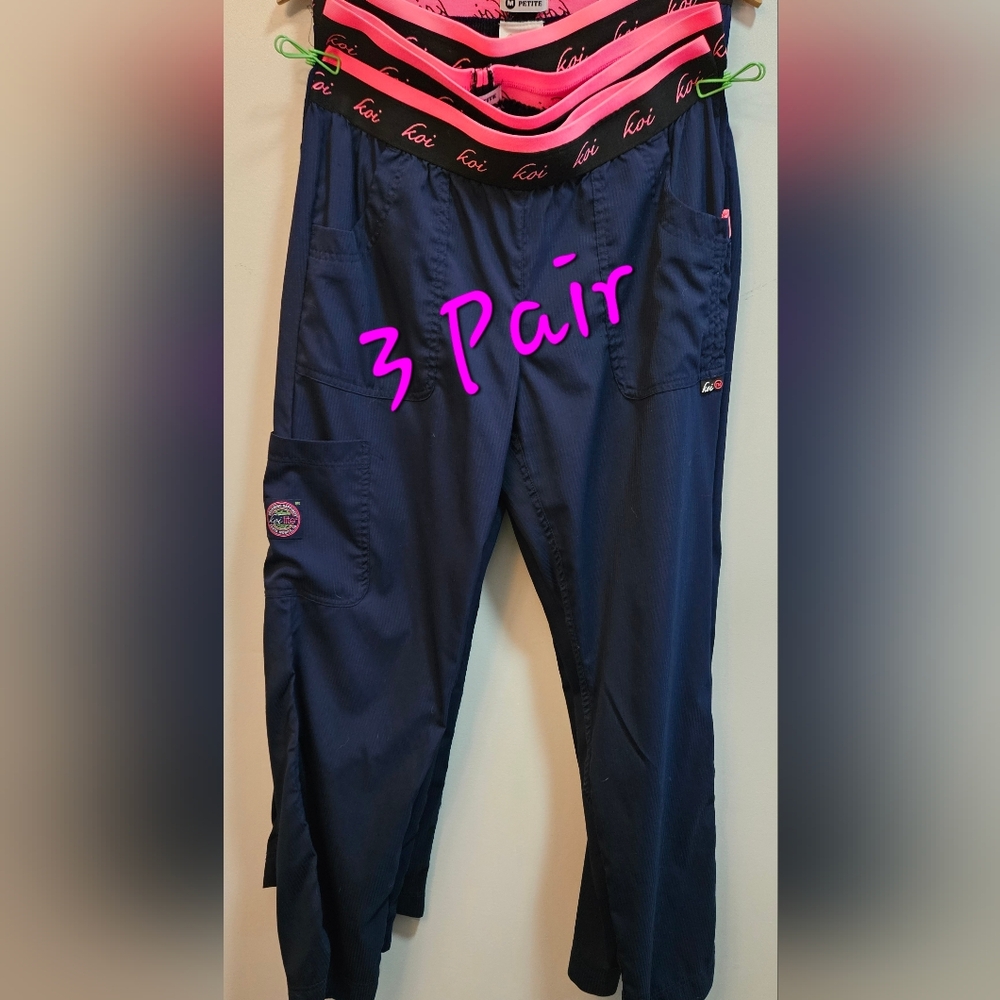 Lot of 3 - Koi Lite 720 Scrub Pants Women's Size Medium Petite Navy Blue